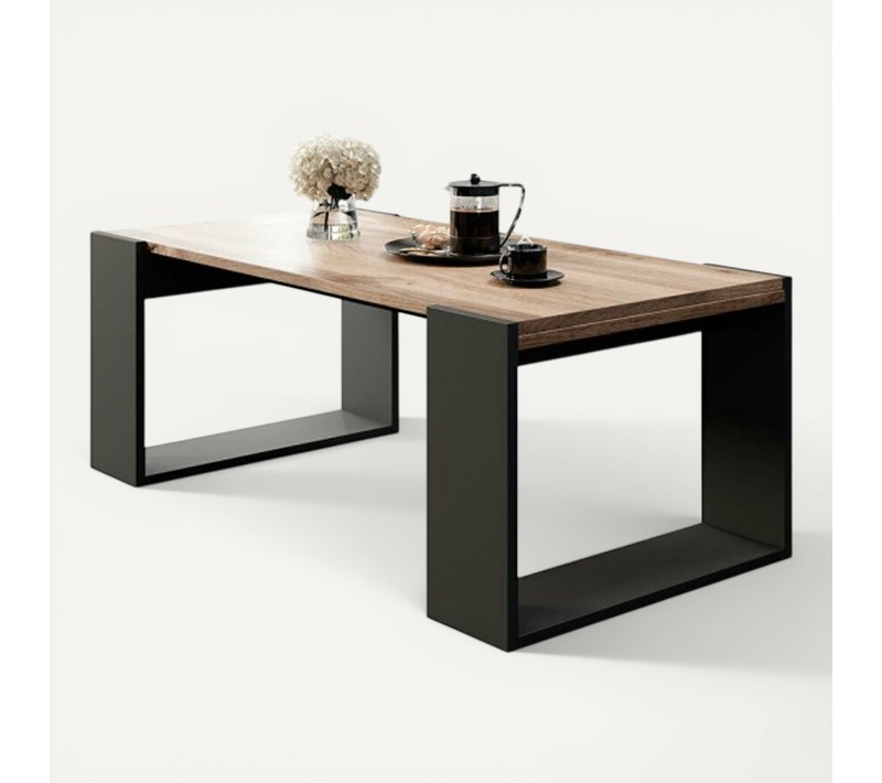 Table Basse 120x55cm Woody Couleur Wotan Design Moderne De Haute Qualité