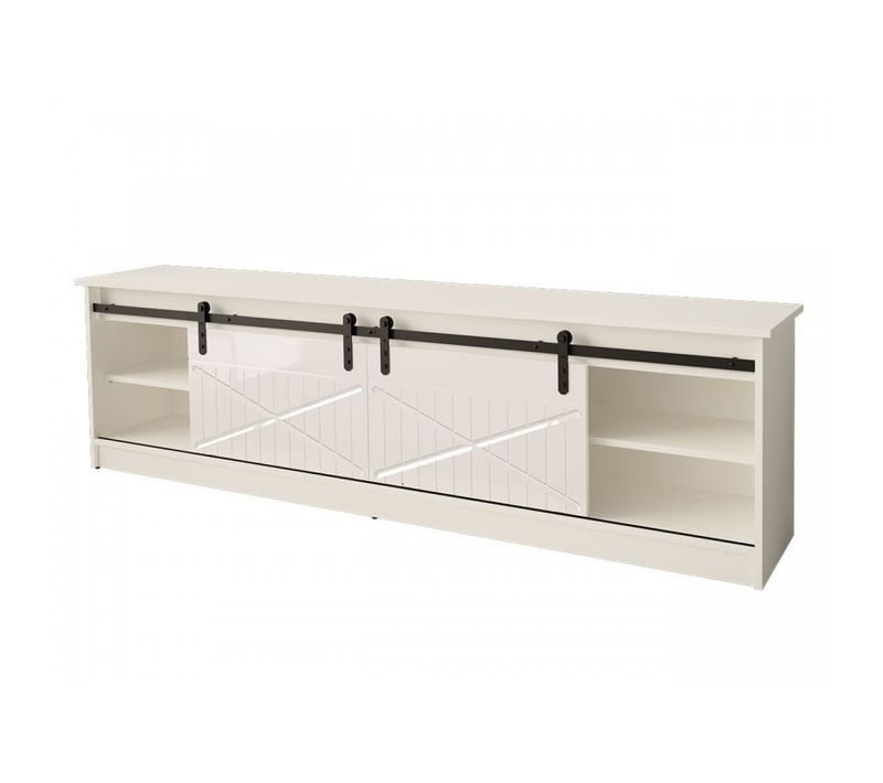 Meuble TV 200x57x35 Cm Blanc Brillant Grange Meuble Hi-fi Luxueux Sideboeard à Poser
