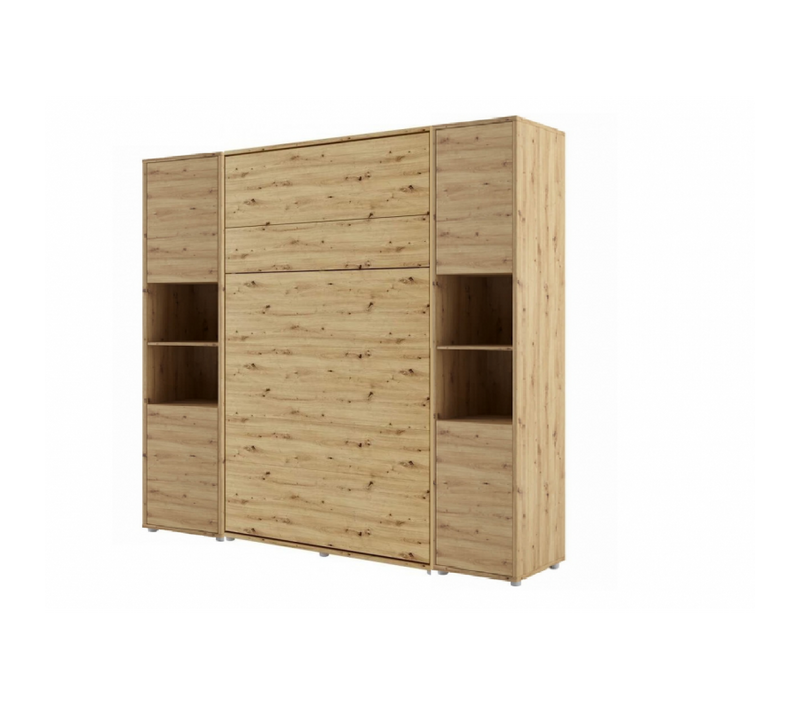 Armoire Lit Escamotable +2 Placards Vertical 140x200 Chêne Artisan Lit Rabattable Lit Mural"consus"