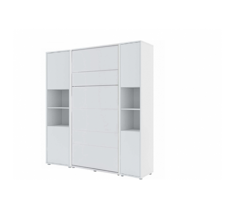 Armoire Lit Escamotable +2 Placards Vertical 160x200 cm Blanc Mat Lit Mural"consus"