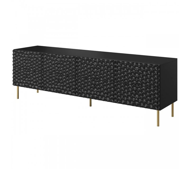 Buffet Meuble TV 190x60x41 Cm Meuble Hi-fi LuxueuxSur Pied Noir Mat Hoti