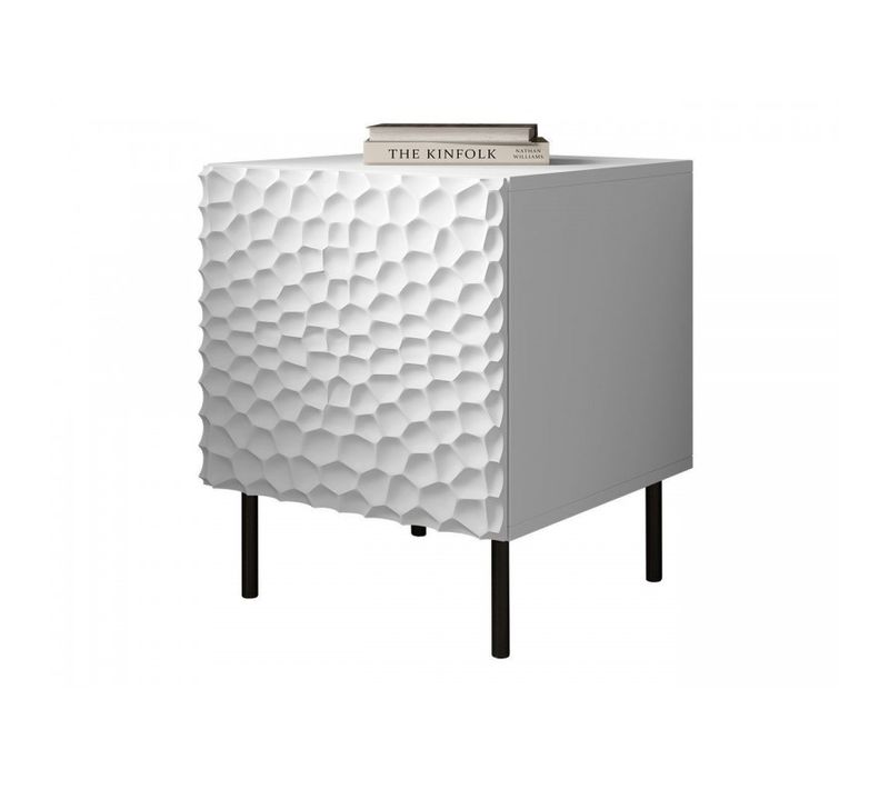 Table De Chevet Set De 2 Blanc Mat 44x54x41 Cm De Haute Qualité Hoti