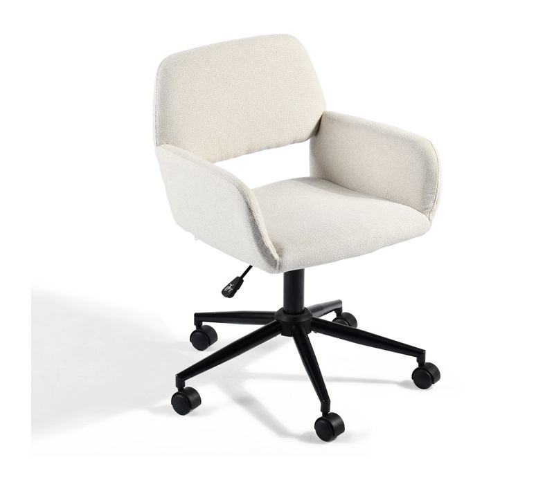 Chaise De Bureau Ergonomique Réglable, Design Moderne Avec Roulettes, Tissu Confortable Beige.