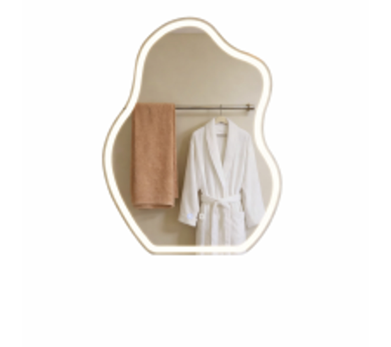 Miroir De Salle De Bain Asymétrique 60×80cm Mural Ip44 Avec Interrupteur Tactile 3000k - 6500k
