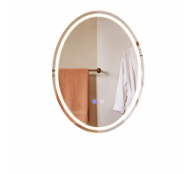 Miroir De Salle De Bain Ovale 60×80cm Mural Ip44 3000k - 6500k Avec Interrupteur Tactile