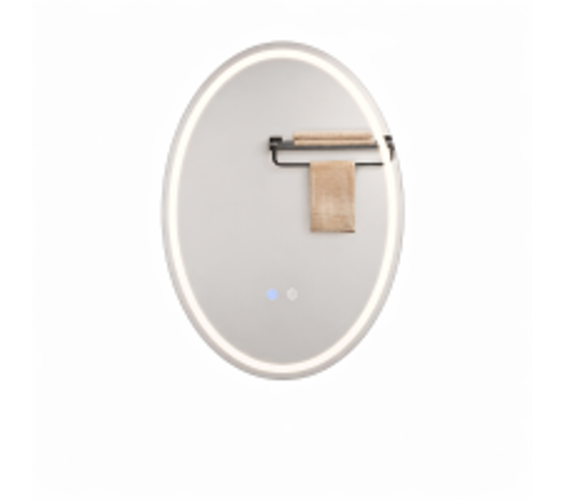 Miroir De Salle De Bain Ovale 50×70cm Mural Ip44 3000k - 6500k Avec Interrupteur Tactile