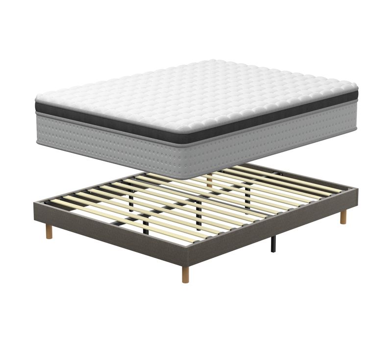 Ensemble Matelas Ressorts 140x190 Cm, Accueil Mémoire De Forme, épaisseur 25cm + Sommier