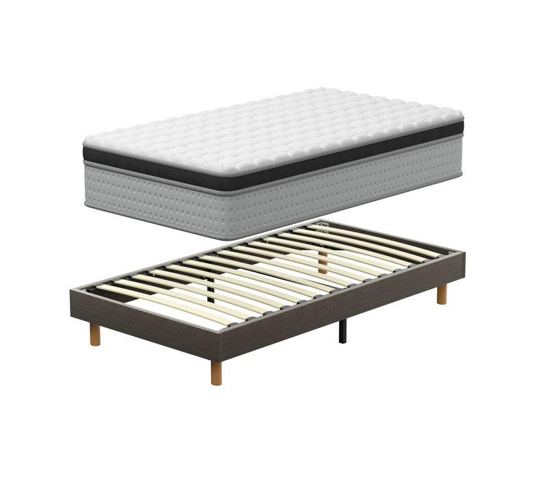 Ensemble Matelas Ressorts 90x190 Cm, Accueil Mémoire De Forme, épaisseur 25cm + Sommier