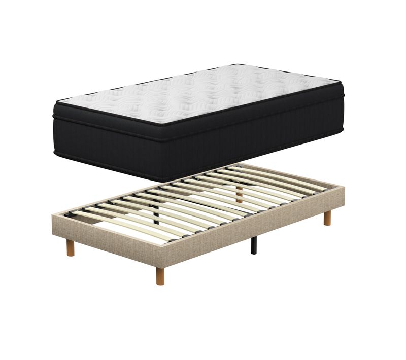 Ensemble Matelas Ressorts 90x190 Cm, Accueil Mémoire De Forme, épaisseur 25cm + Sommier