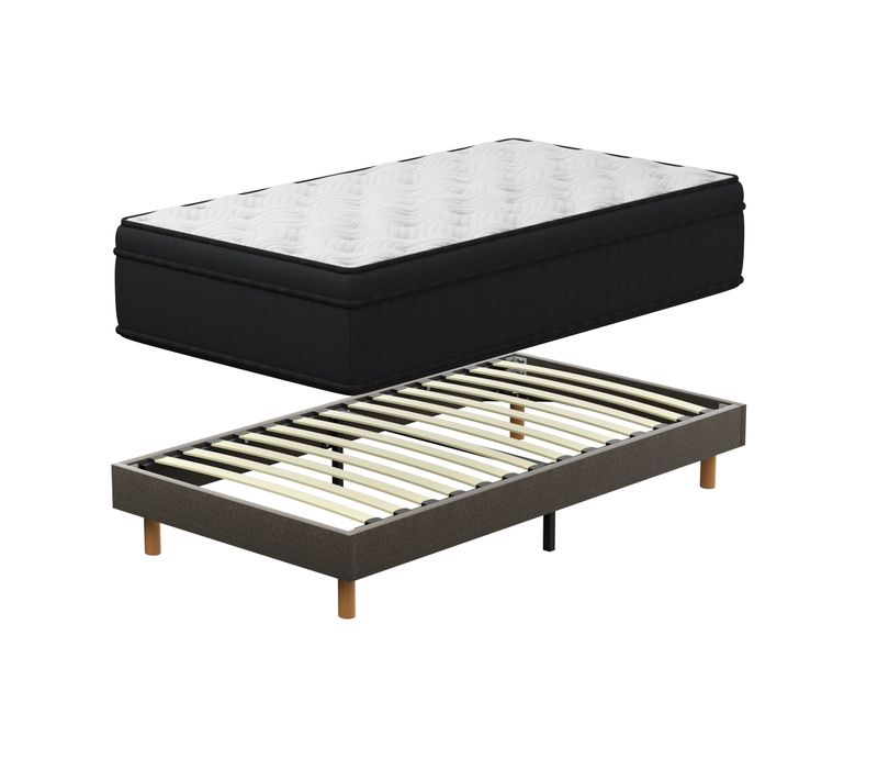 Ensemble Matelas Ressorts 90x190 Cm, Accueil Mémoire De Forme, épaisseur 25cm + Sommier