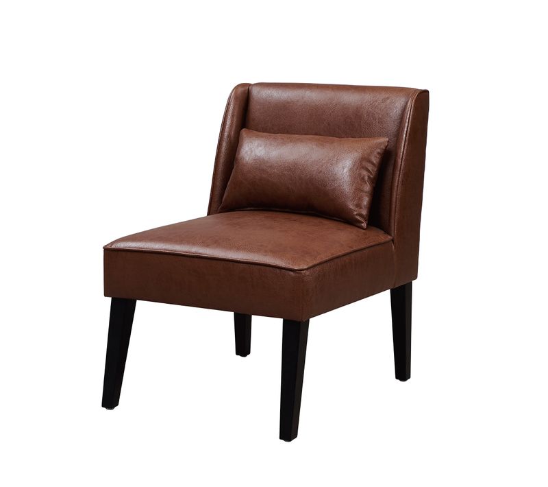 Fauteuil Chaise De Repos Lecture-en Faux Cuir Brun Avec Coussins