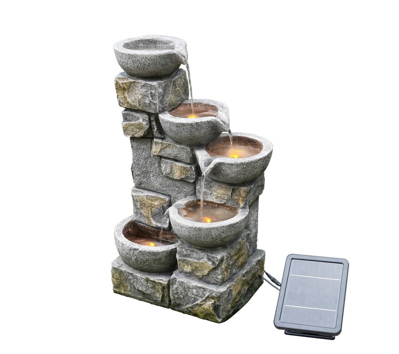 Fontaine à Eau Solaire De Jardin Avec Ornements Et LED