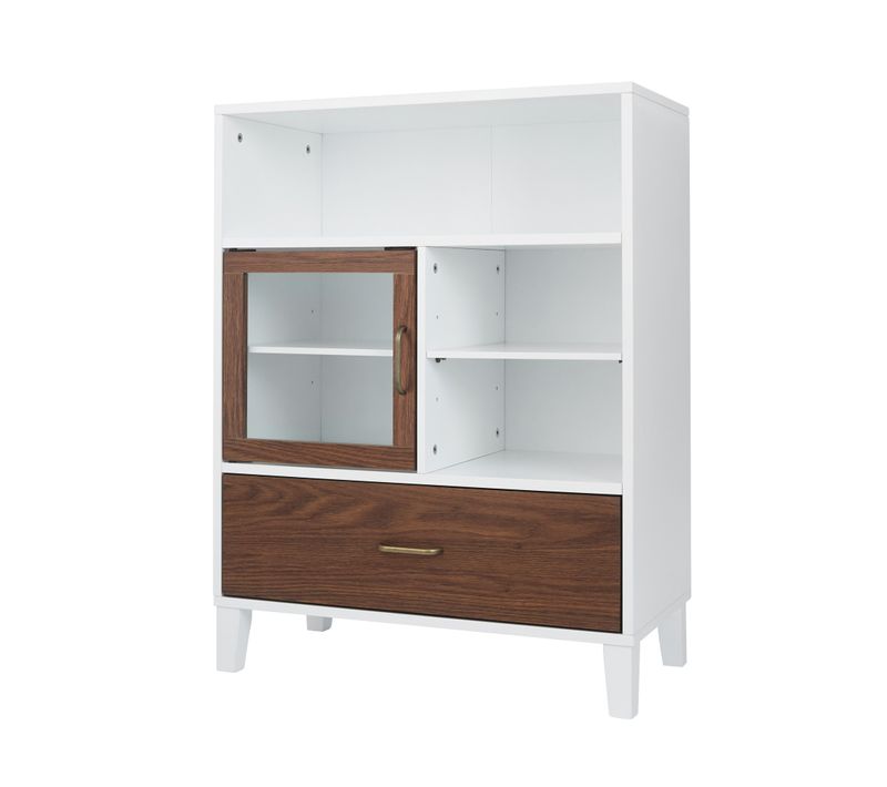 Buffet Moderne Au Sol En Bois Noyer/blanc Tyler