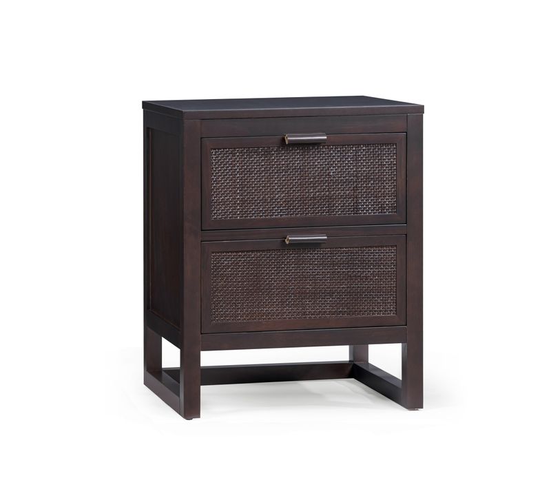 Table De Chevet 2 Tiroirs Profonds, 51m, Marron