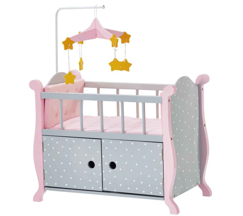 Lit Berceau Poupon Baigneur Poupée Polka Dots Princess Mobilier Bois