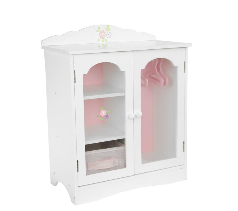 Armoire Poupée Poupon Little Princess Penderie Dressing Meuble Bois Jeu