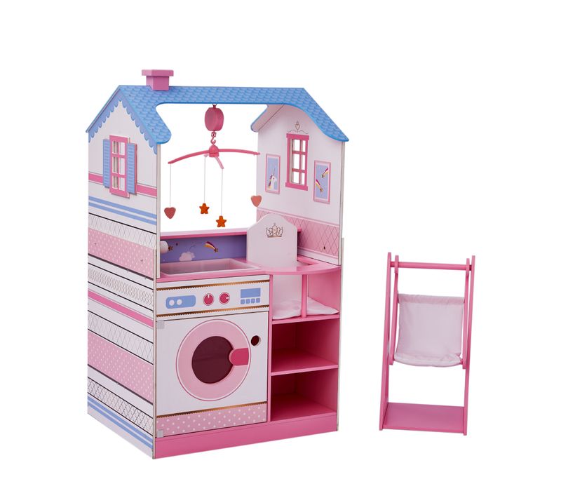 Maison De Poupon Nurserie 2 Façades Berceau Bain Chaise Haute Bascule