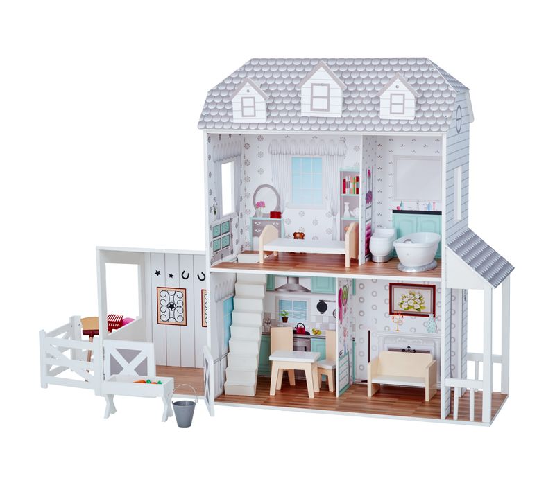 Grande Maison De Poupée Ferme 14 Accessoires Meubles De Poupée Gris Blanc Enfant