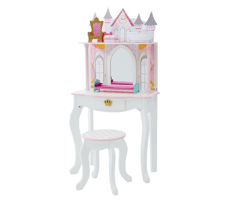 Coiffeuse Enfant Tabouret Miroir Rose Avec Miroir Fille