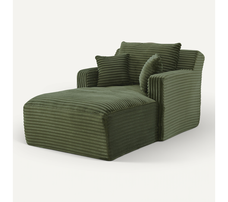 Méridienne Confort Sans Montage,chaise Longue Moderne Tissu En Velours Côtelé,vert