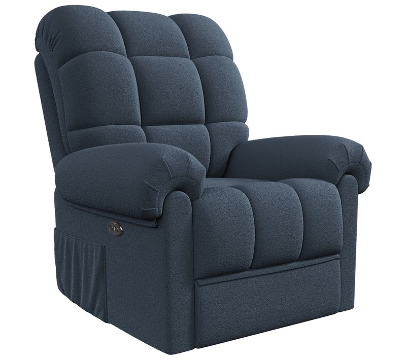 Fauteuil Relax Électrique Avec Repose-pieds En Velours Teddy,bleu Gris