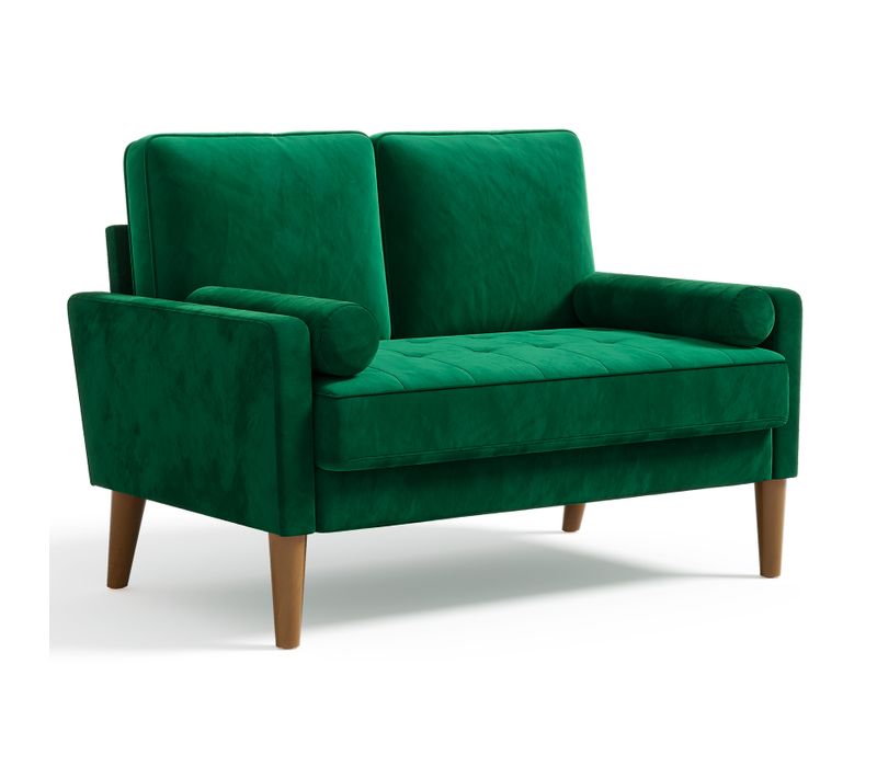 Canapé à 2 Places Scandinave, En Velours Loveseat,121x77x87cm, Vert