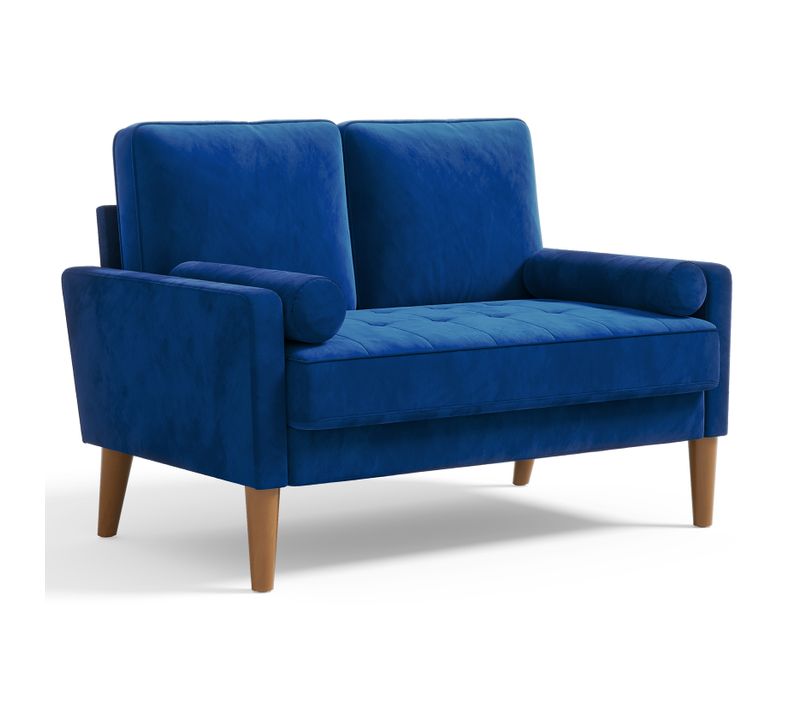 Canapé à 2 Places Scandinave, En Velours Loveseat 121x77x87cm, Bleu