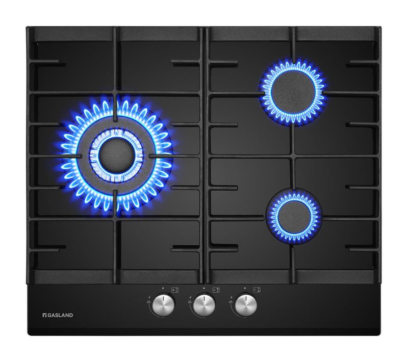 Plaque De Cuisson Gaz Gh603bf 3 Feux Encastrée, Noir 60 Cm