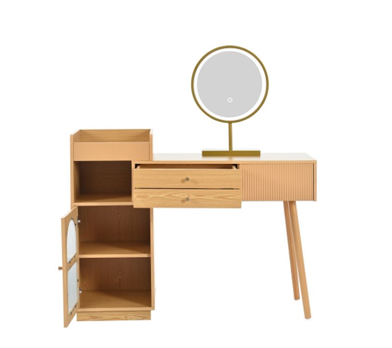 Coiffeuse Avec Miroir De Maquillage LED Tiroirs Et Meuble Latéral 120x 40x 90 Cm