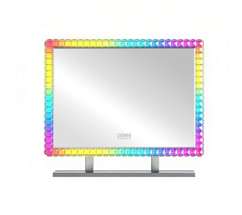 Miroir Hollywood Coiffeuse - LED 3 Tons 7 Modes Rgb 80x60cm Blanc