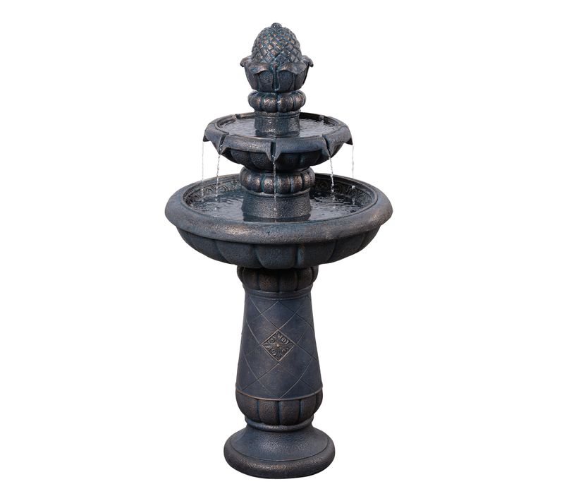 Fontaine Bain D’oiseaux 2 Niveaux Finition Pierre, 99cm, Gris