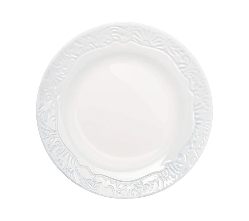 6 Assiettes Creuses Blanches En Opale 22 Cm