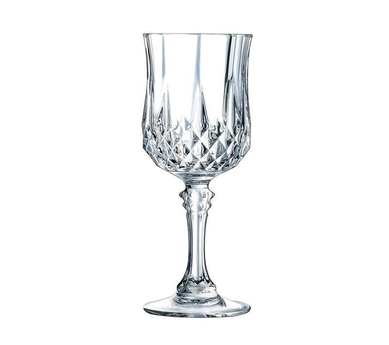 6 Verres à Pied 17cl Longchamp - Cristal D'arques - Verre Ultra Transparent Au Design Vintage