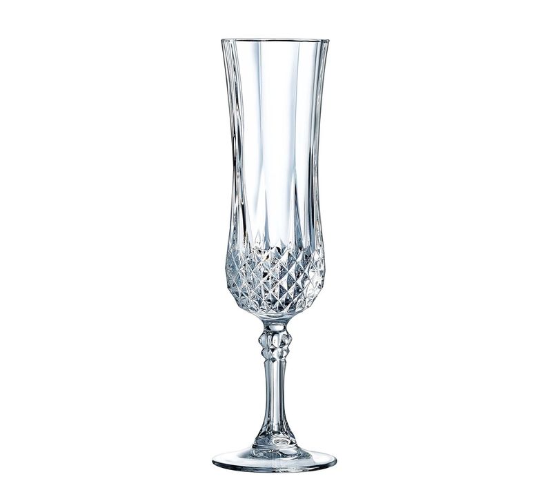 6 Flûtes à Champagne 12cl Longchamp - Cristal D'arques - Verre Ultra Transparent Au Design Vintage
