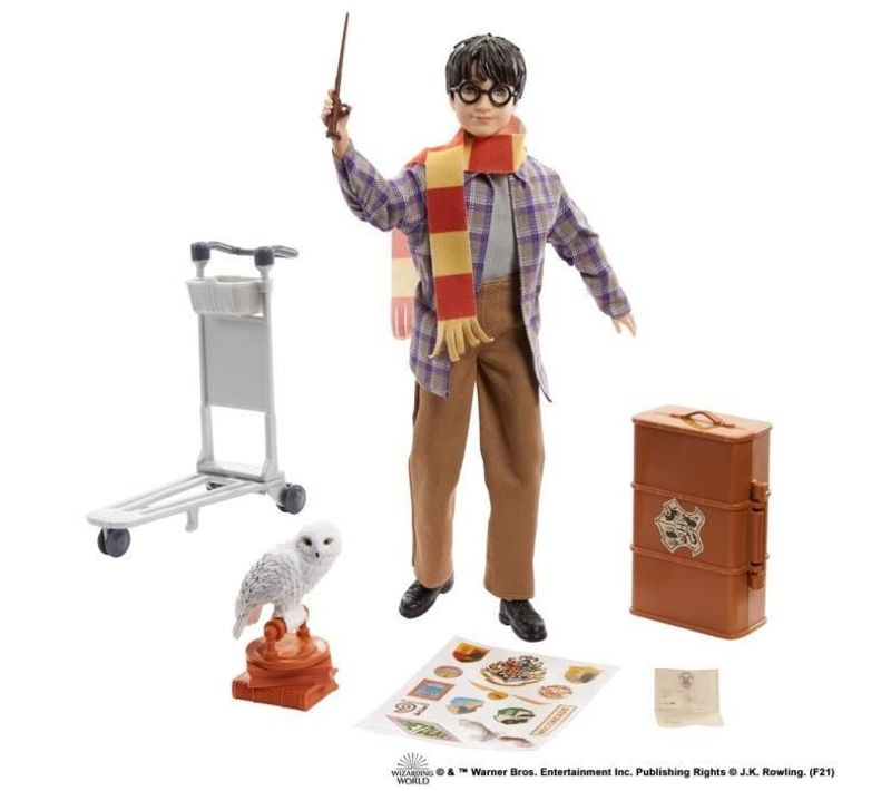Harry Potter  Coffret Collector Quai 9 3/4, Avec Poupée Et Chouette Hedwige, Bagages Et Accessoires