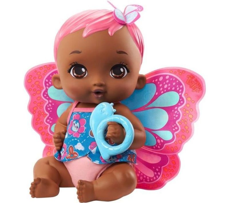 My Garden Baby - Bébé Papillon Corail Boit Et Fait Pipi, 30 Cm, Couche, Vetements Et Ailes Amovible