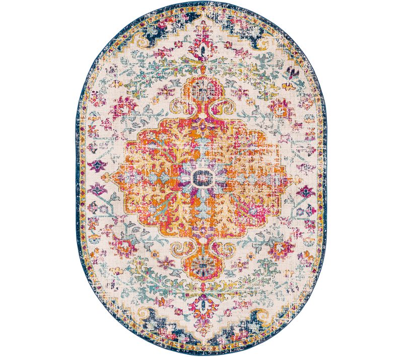 Tapis Oval Vintage Oriental Multicolore/orange 200x275 Cm Lou