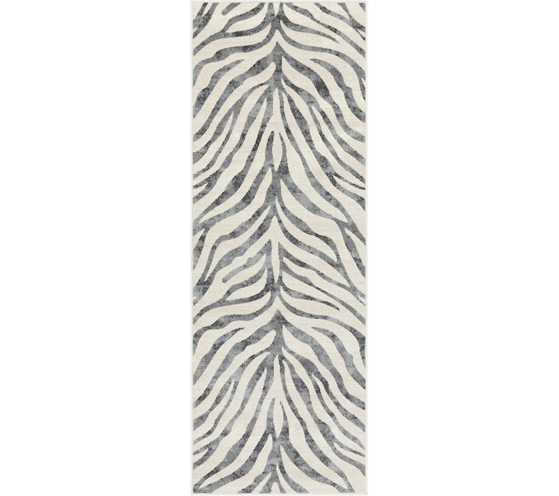 Tapis De Couloir Zébré Bohème Gris Foncé/beige 80x220 Cm Cybele