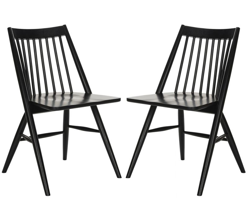 Chaises De Salle à Manger Wren Lot De 2 Noir Bois D'hevea