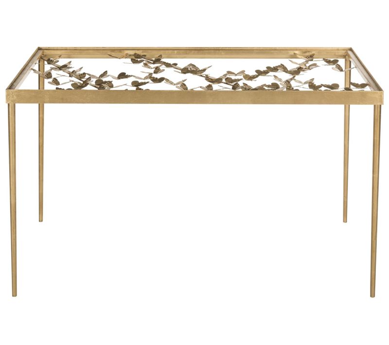 Bureau Olivine Doré Fer/verre 119 X 60 X 75 Cm