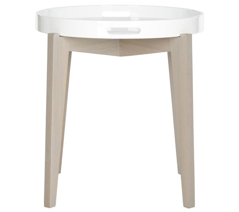 Table D'appoint Cornie Gris/blanc Bois Embouti 50 X 50 X 54 Cm
