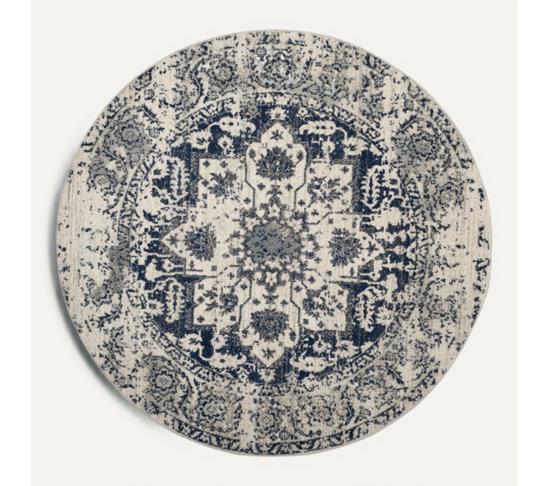 Tapis Madison 122 X 122 Cm Chic Moderne Merryl Crème / Marine