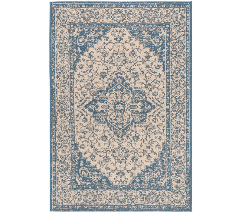 Tapis Maison De Plage 79 X 152 Cm Médaillon Sardinia Bleu