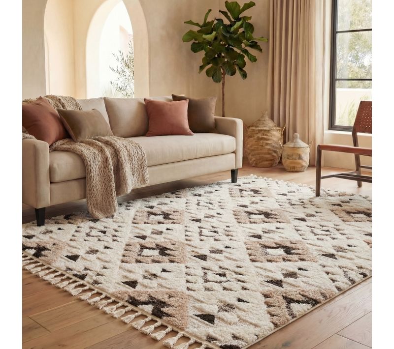 Tapis Moroccan Tassel Shag 236 X 305 Cm Shag Bianca Ivoire / Marron