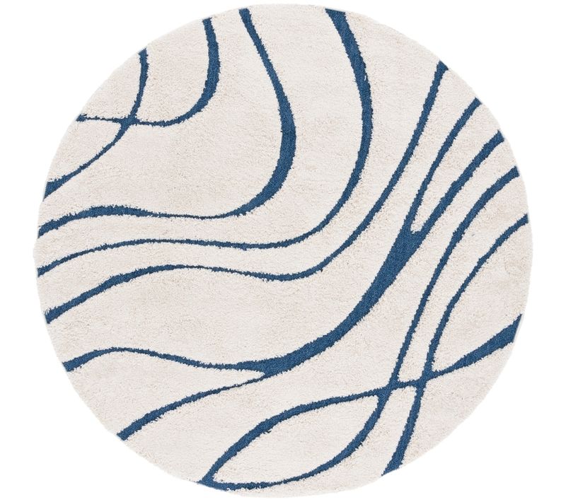 Tapis Florida Shag 122 X 122 Cm Shag Naples Cream / Blue