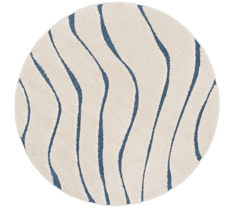 Tapis Floride Shag 152 X 152 Cm Shag Raton Creme / Bleu