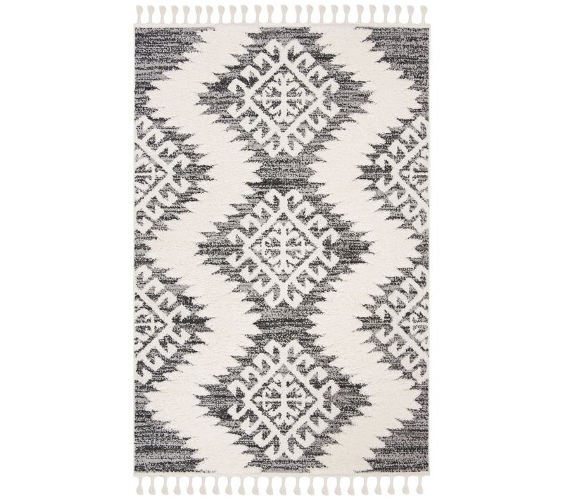 Tapis Tassel Shag Marocain 91 X 152 Cm Shag Peyton Gris