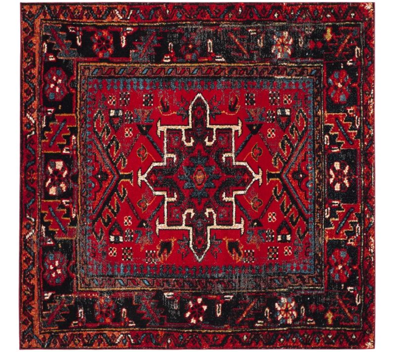 Tapis Vintage Hamadan 91 X 91 Cm De Transition Henley Red / Multi