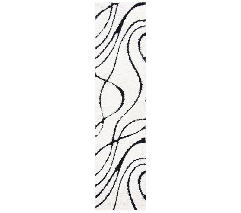 Tapis Floride Shag 69 X 274 Cm Shag Naples Ivoire / Noir