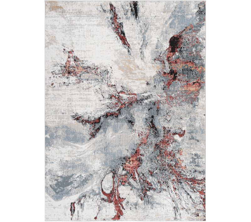 Tapis Abstrait Moderne Gris/rouge 160x220 Cm Emma